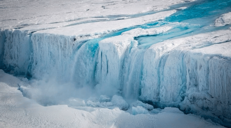 An animated image of Greenland Ice Sheet melting created by Grok